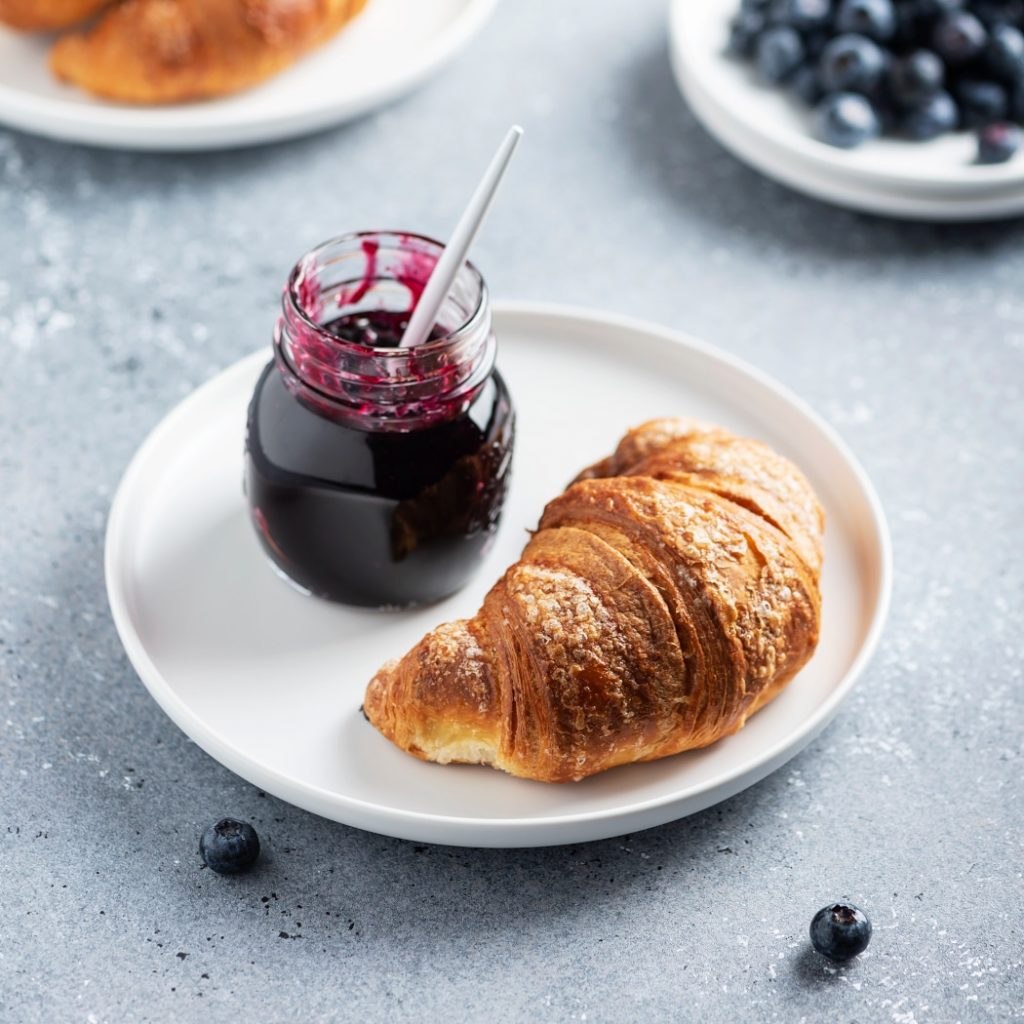 Blueberry Lavender Chia Jam with a snack.