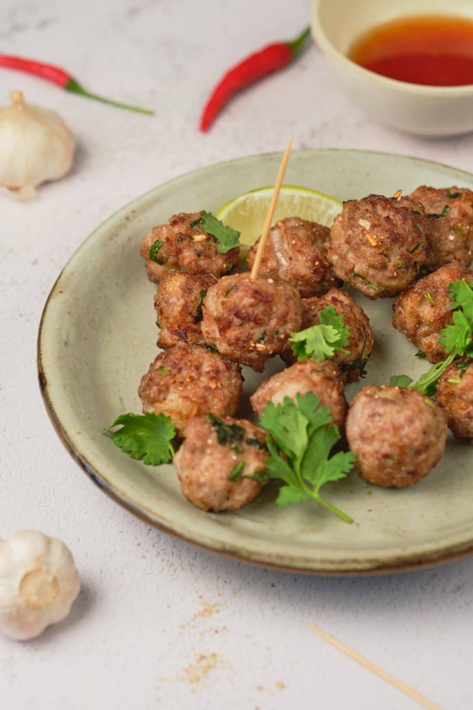 Thai Chili Meatballs With Serving Stick