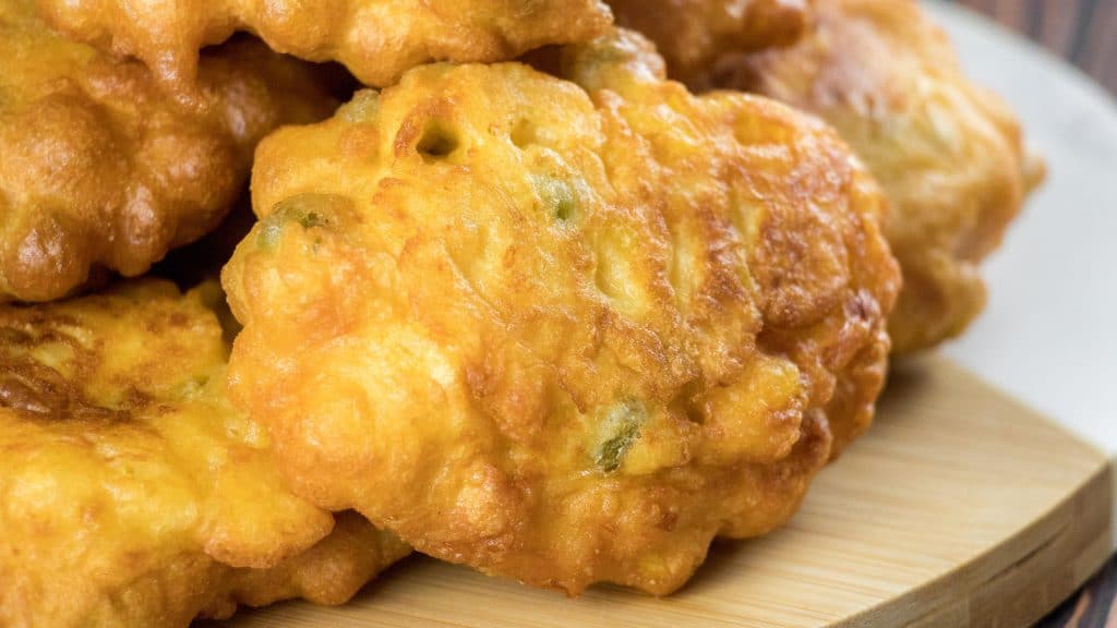 Easy Cheesy Corn Pea Fritters