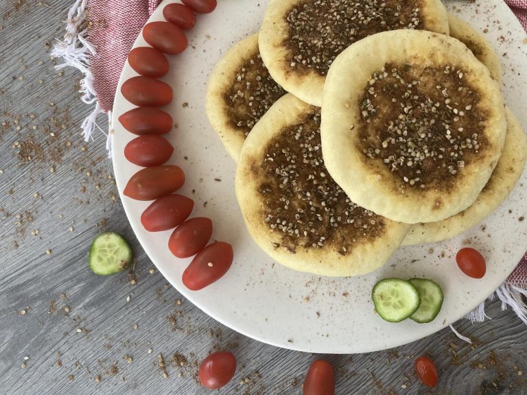 Homemade Lebanese Manakish Flatbread