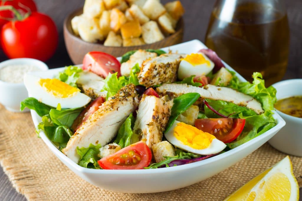 Chicken Salad With Crisp Veggies And Fruit