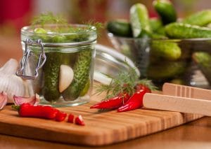 Homemade pickles in a jar
