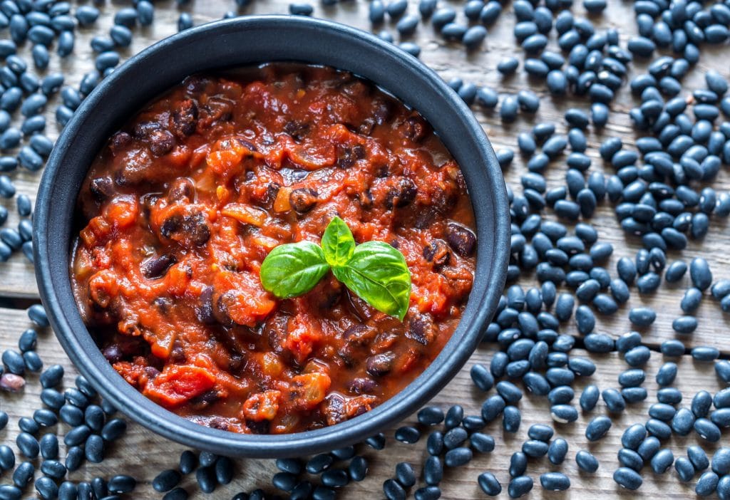 Bowl of black bean chili