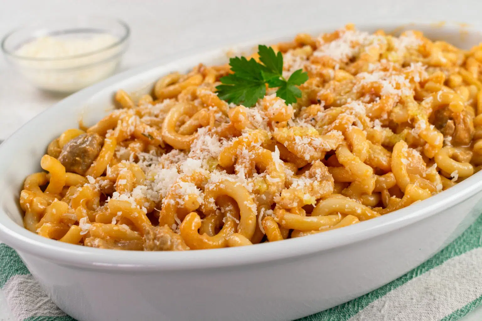 Simple Gramigna Pasta with Sausage