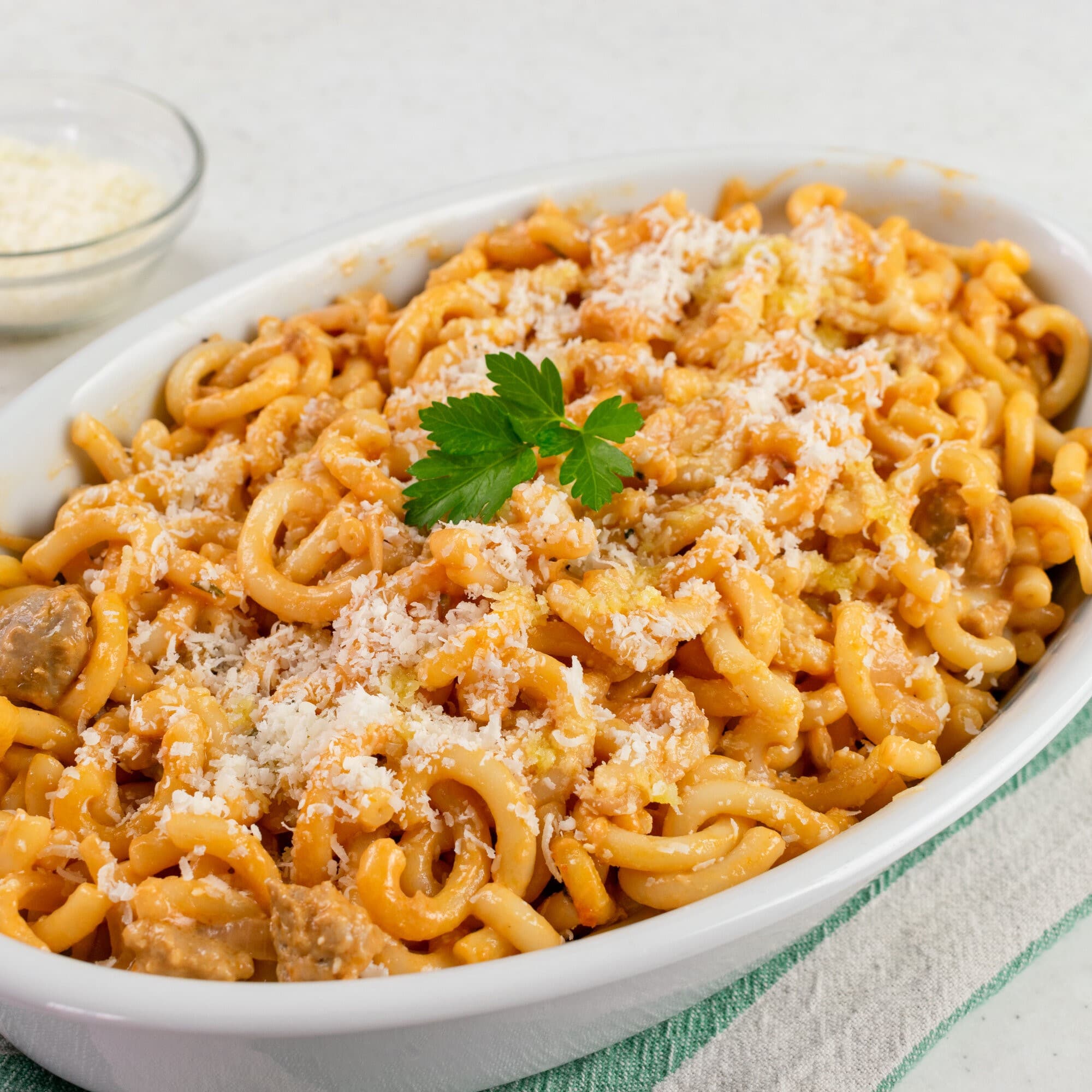 Simple Gramigna Pasta with Sausage