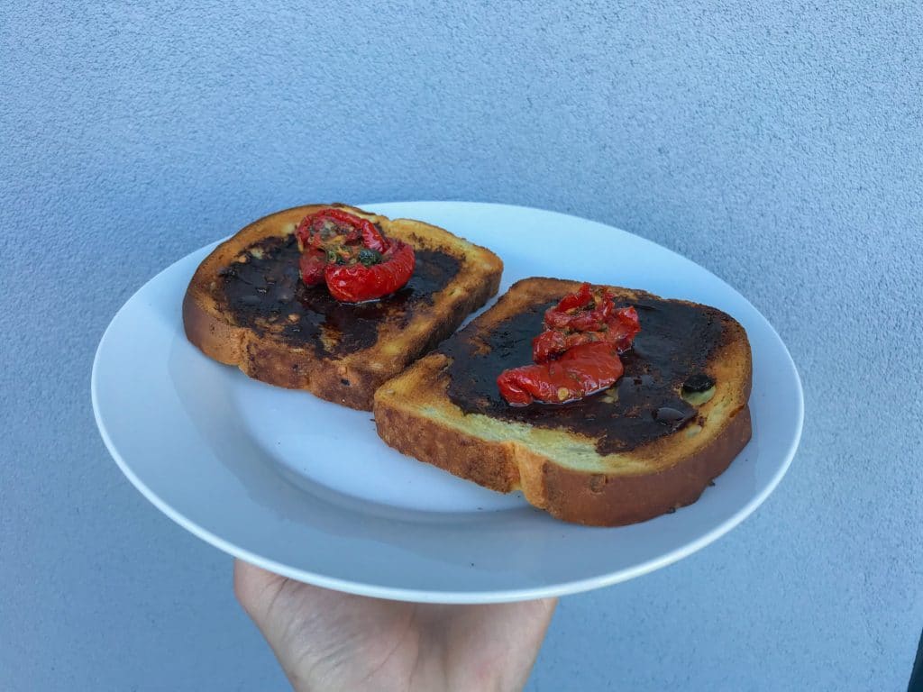 Vegemite Toast with Sun Dried Tomatoes 