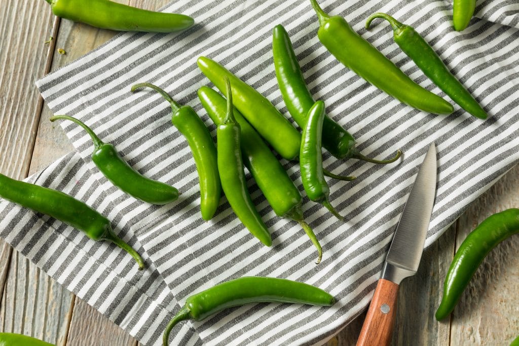 Raw Green Organic Serrano Peppers Ready to Use