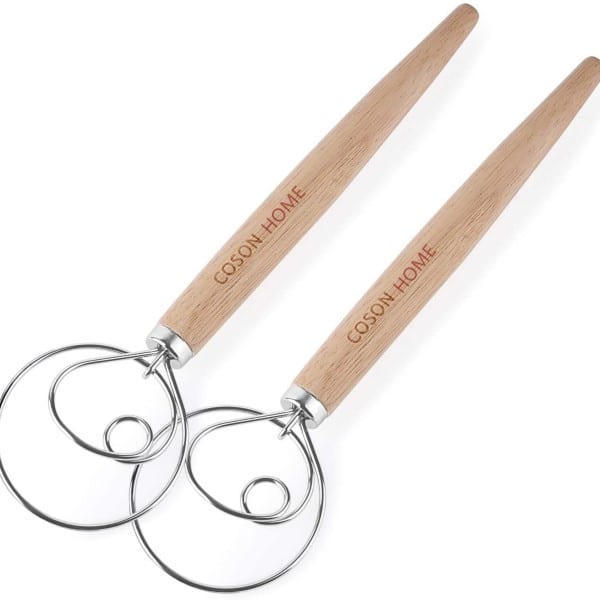 stainless steel coil whisk 13 inches 2 Danish dough mixers and 1 dough scraper 