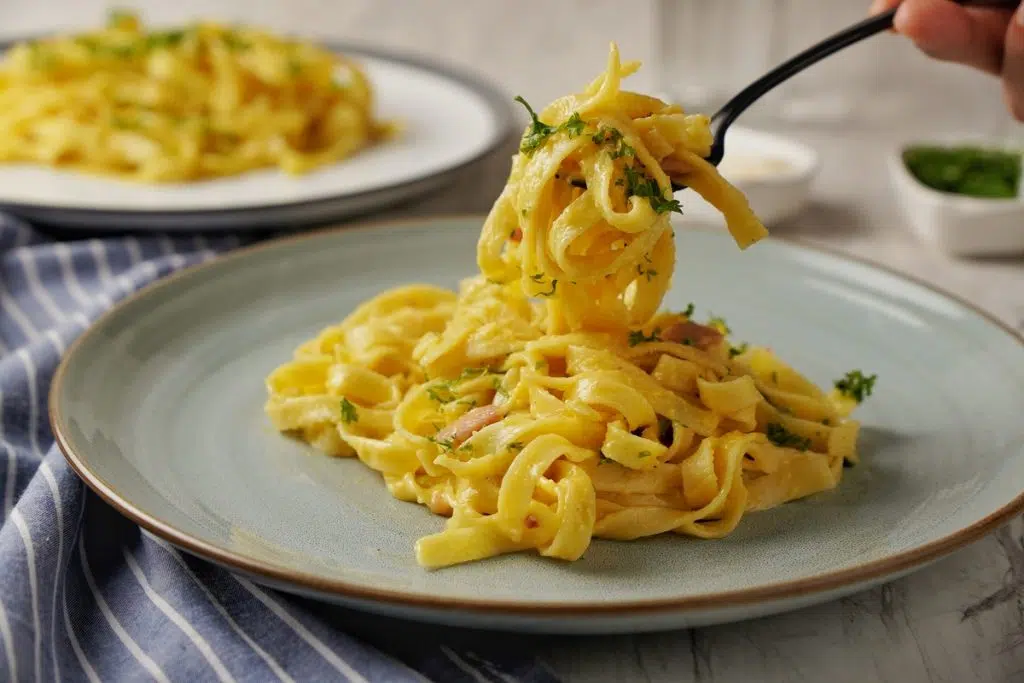 Homemade Pappardelle Carbonara