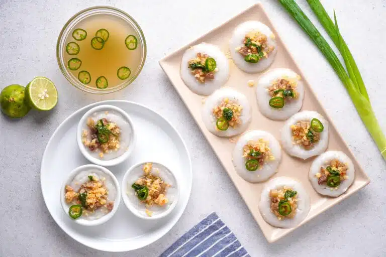 Savory Vietnamese Steamed Rice Cakes (Banh Beo)